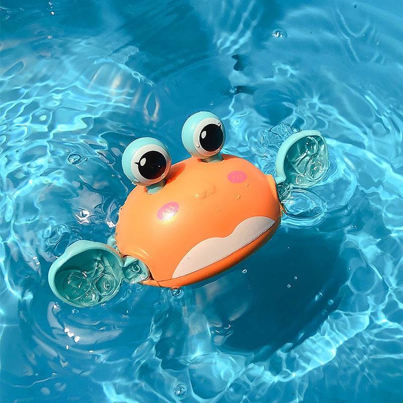 Clockwork crab floating bath toy for children in water.