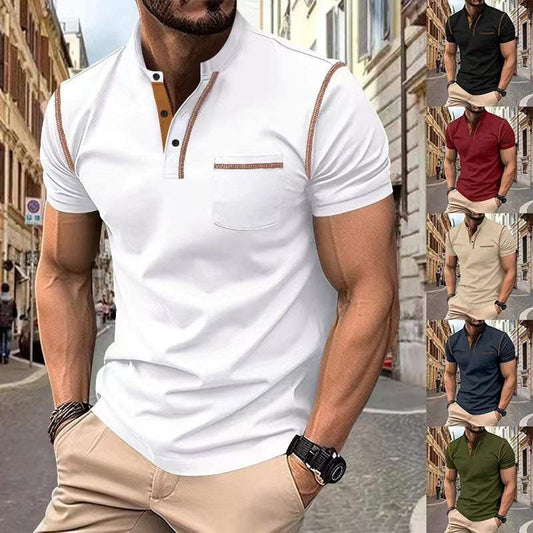 Men's quick-dry short-sleeved polo shirts in various colors, featuring solid patterns and slim fit design.