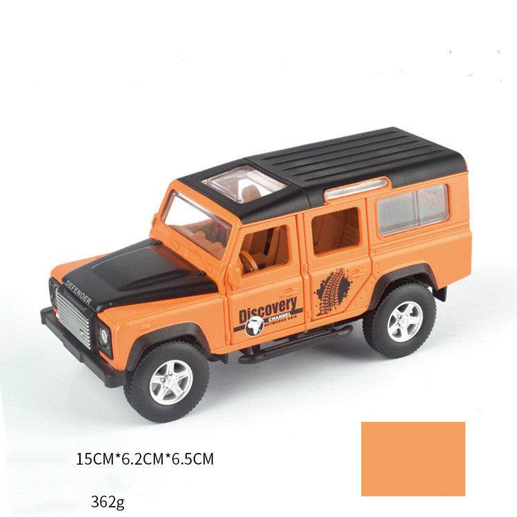 Orange off-road children's toy car with music and sound functions.