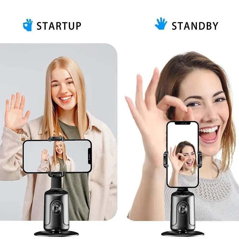 360 auto face tracking gimbal phone holder with gesture recognition.