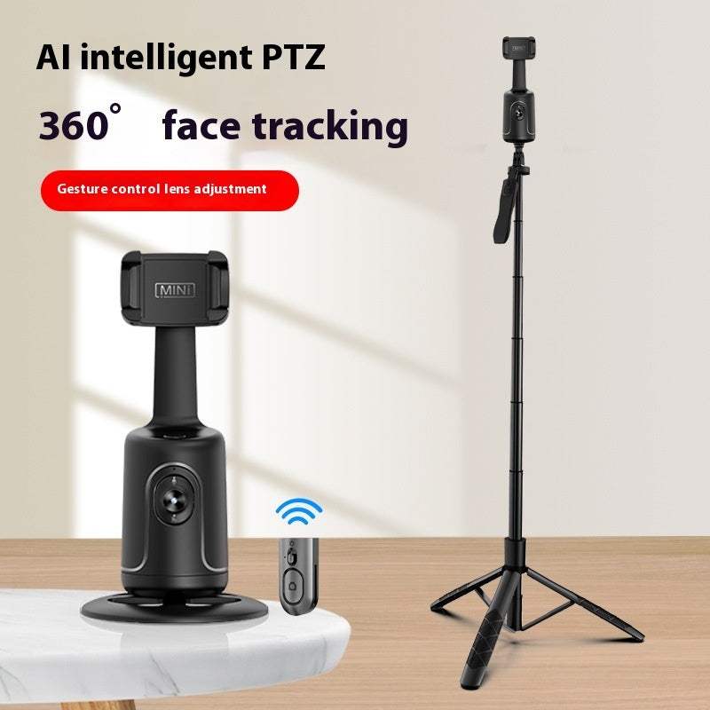 AI smart gimbal with 360-degree auto face tracking and tripod for smartphones.