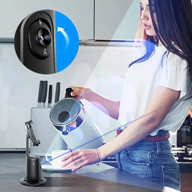 360 Auto Face Tracking Gimbal with AI for Smartphone Stabilization in Kitchen Scene